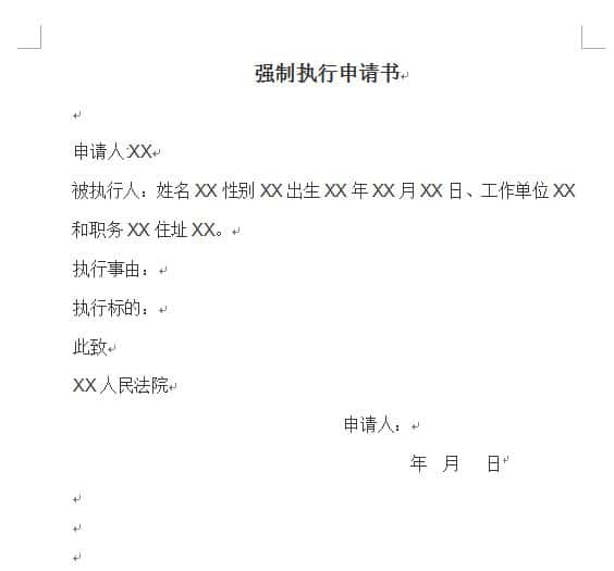 执行申请书格式