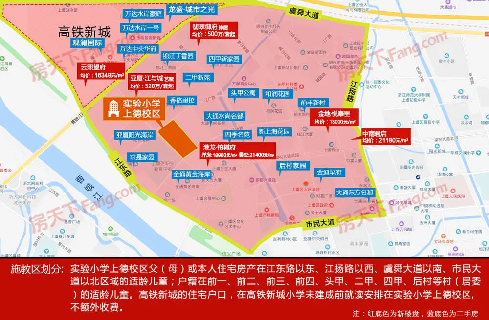 上虞城区中小学学区划分图,要买学区房的抓紧看