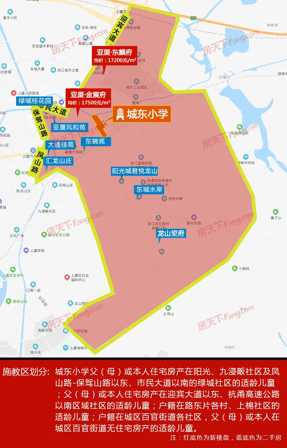 上虞城区中小学学区划分图,要买学区房的抓紧看