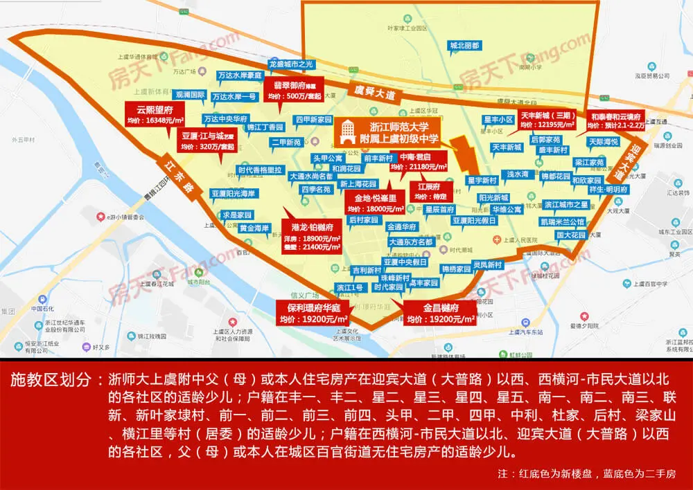 上虞城区中小学学区划分图,要买学区房的抓紧看