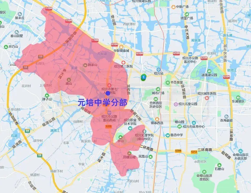 绍兴市越城区中小学施教范围(2022)