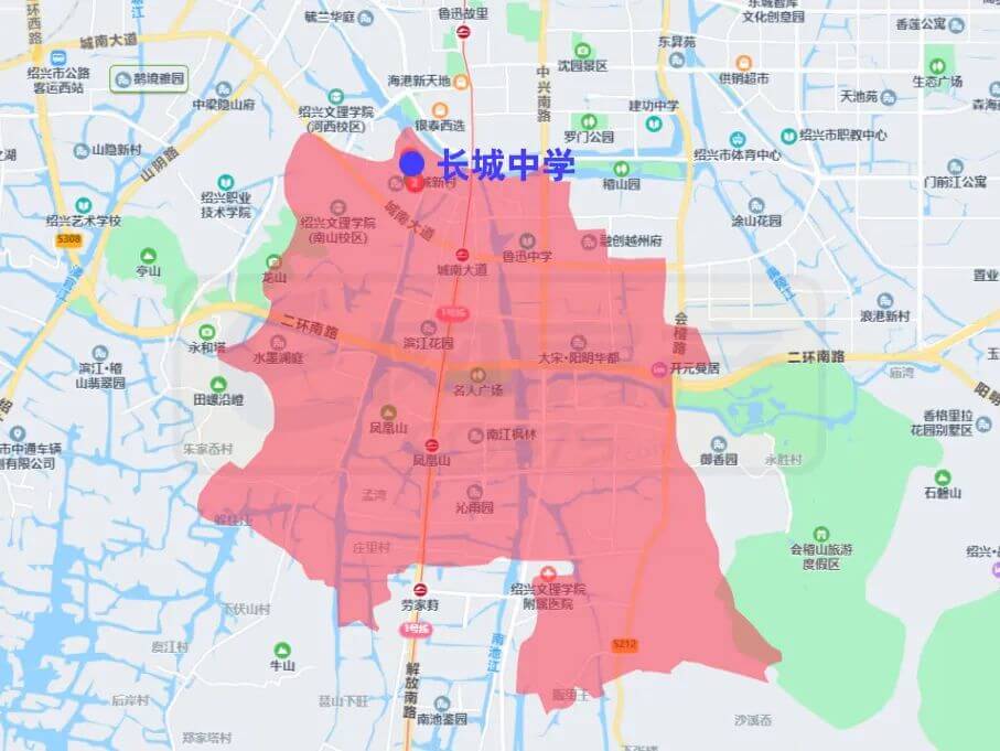 绍兴市越城区中小学施教范围（2022）