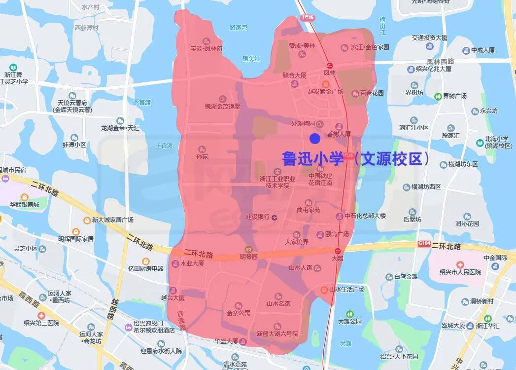 绍兴市越城区中小学施教范围（2022）