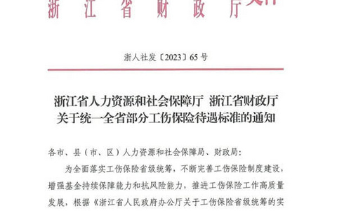 关于统一全省部分工伤保险待遇标准的通知